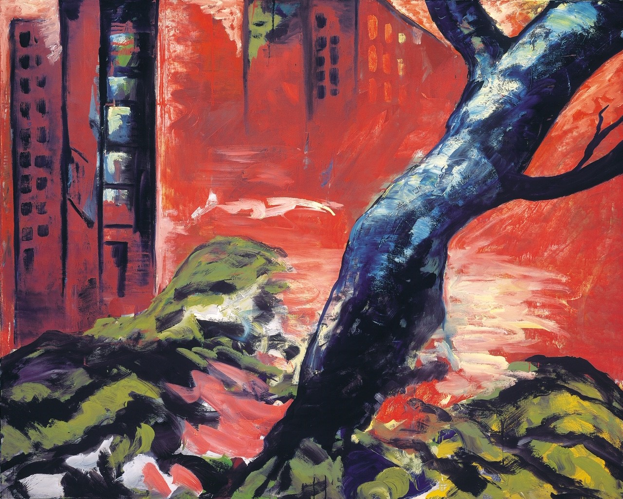 Stadtrand 1984, Mischtechnik auf Leinwand, 160x200 cm