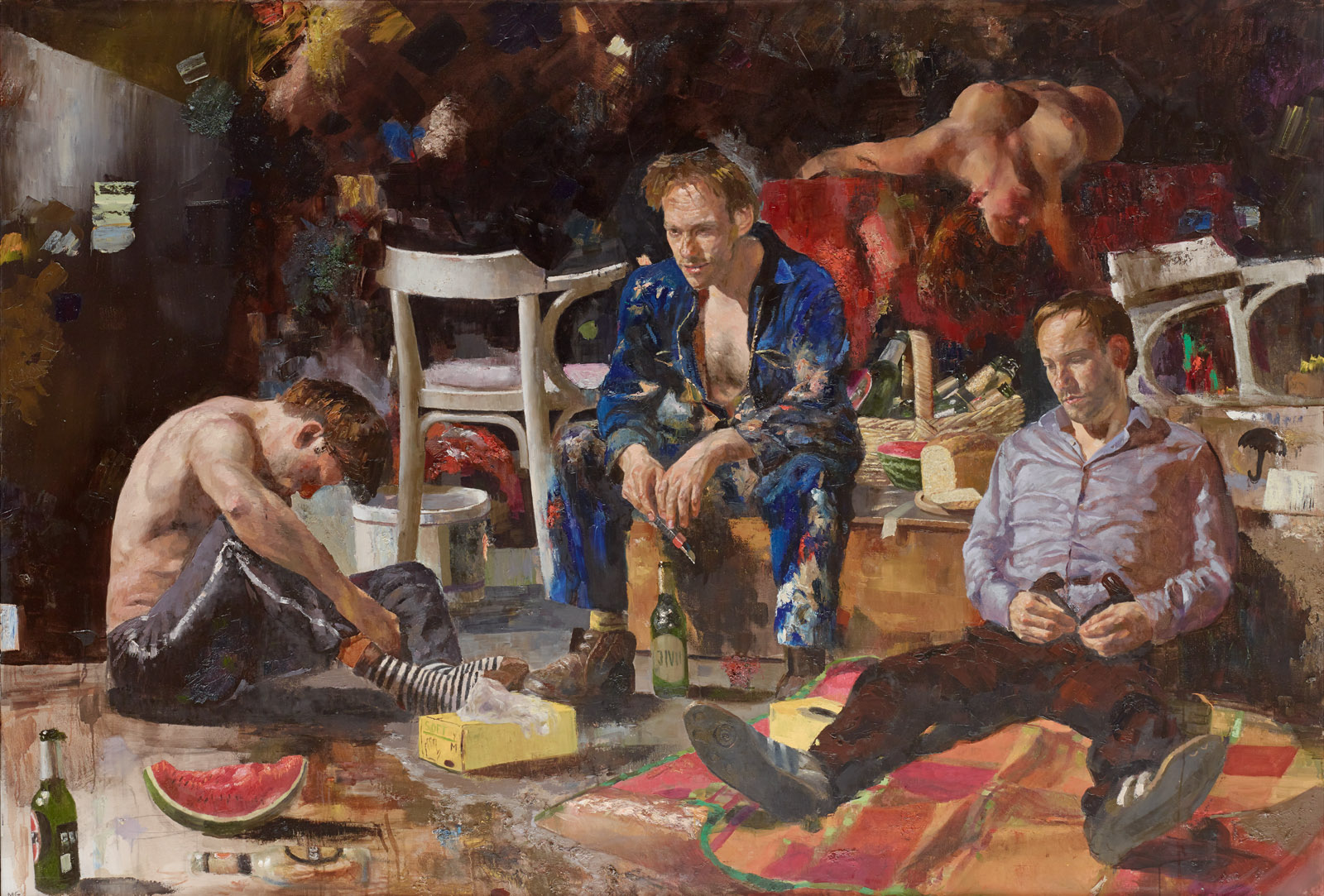Matthias Gálvez: Das Verbrechen, 2011, Öl auf Baumwolle, 150 x 220 cm