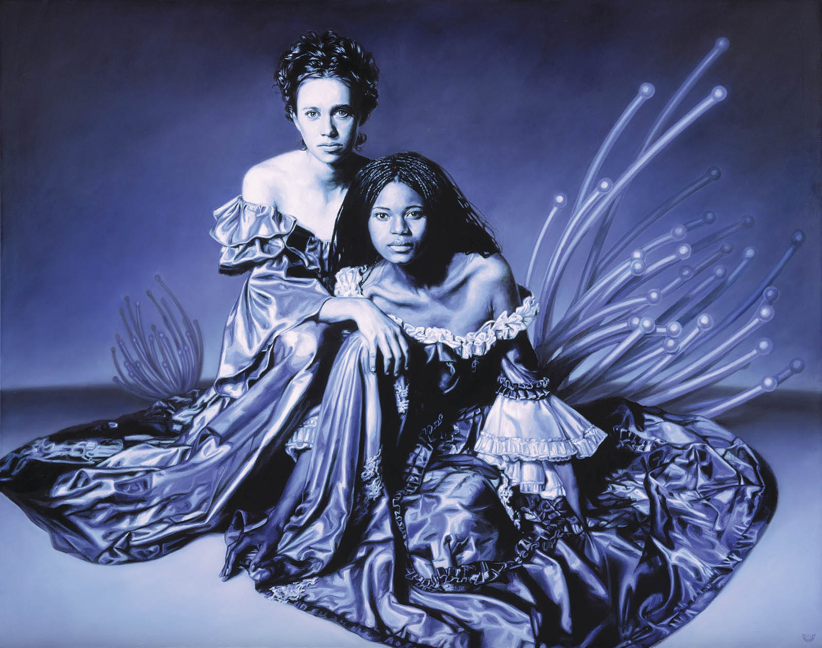 Philipp Weber: Prinzessinnen - Britta und Selma, 1999, Öl auf Leinwand, 190 x 240 cm
