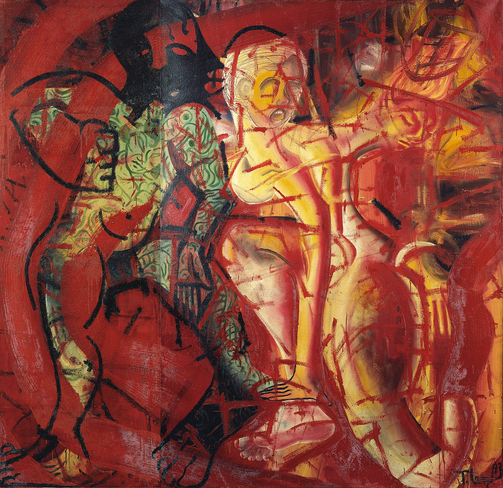 Thomas Lange: Kalerimera Kreta, 1983, Öl auf Leinwand, 2-teilig, Gesamtgröße 300 x 300 cm
